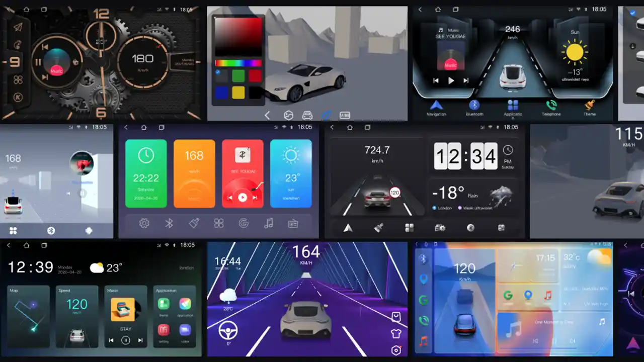 iLauncher dashboard showing driving data and widgets